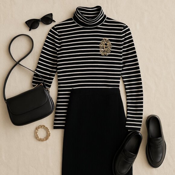 Express Black Metallic Crest Logo Turtleneck Long Sleeve Top S Y2K - Picture 2 of 10